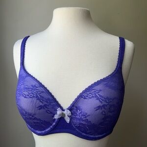 34DD Vintage VS Lined Demi Underwire Purple Lace Bra Body Victorias Secret 34E